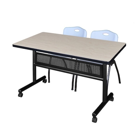 Kobe Rectangle Mobile table, 48" W, 29" H, Laminate Top, Maple MKFTM4830PL47GY